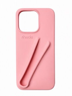 RHODE Pink Silicone iPhone Case with Integrated Grip Strap nwot